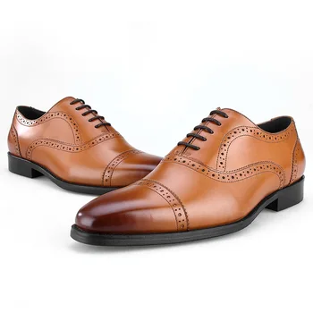 Prozračna Crna / smeđa / Plava / Crvena Oxfords Poslovne Cipele za Vjenčanje Cipele Od prave Kože Gospodo Modeliranje Cipele Moderan Uredski Cipele