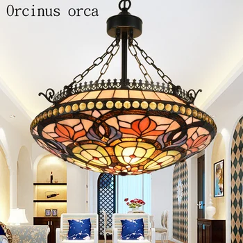 Mediteranska boja stakleni luster restoran spavaća soba nacionalni stil romantična romantična luster besplatna dostava