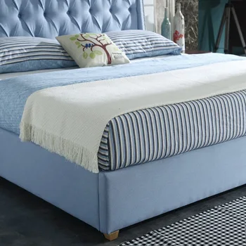150x200 cm visoko uzglavlje plava tkanina tapacirani krevet veličine namještaj za spavaće sobe