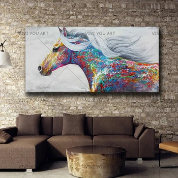 Ručni Rad Wall Art Platna Painting Animal Pictures For Living Room Horse Art Painted By Acrylic Decoration Painting No Frame