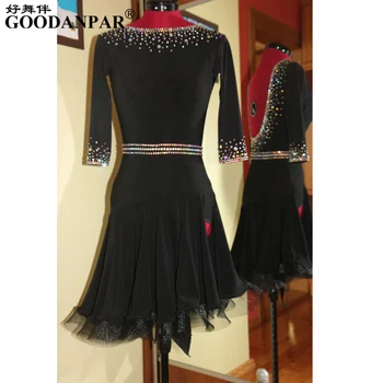 Novi konkurentnu latinsko plesni haljina flamengo latinsko plesni haljina za djevojčice vestido flecos donje бахромчатое latinsko haljina salsa haljina crna