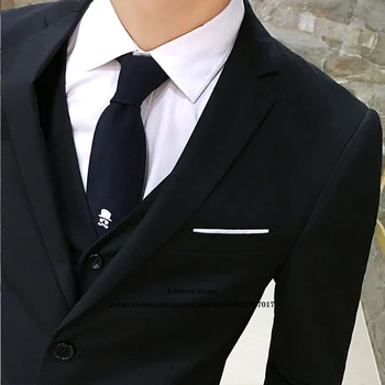 Svakodnevne Muška Odijela Office Formalne Poslovne Slim Fit Blazer Vjenčanje Smoking Mladoženja Setove od 3 Predmeta Odijelo Homme (jakna+Prsluk+Hlače)