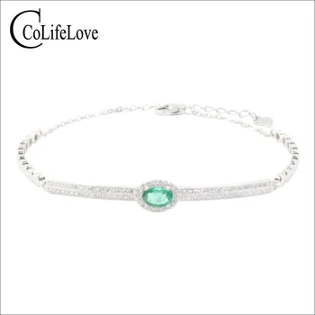 Prirodni SI emerald narukvica za zurke emerald srebrnu narukvicu srebra 925 smaragd nakit rođendanski poklon za djevojke