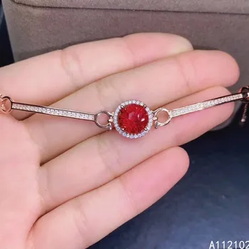 KJJEAXCMY fine jewelry 925 sterling srebro umetnut prirodni crveni topaz luksuzni djevojka narukvica podrška testovi Kineski stil