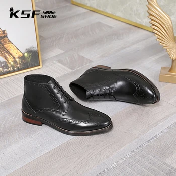 KSF SHOE Chelsea Luxury Men Čizme Shoes Designer Genuine Leather Add Velvet Fashion Winter Work Man Čizme Shoes for Men Original