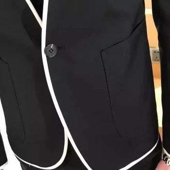 Dilun Najnoviji Dizajn Bez Ovratnika Crna Jakna, Hlače Casual odijelo na jedan Preklopni Muška Moda Večernja Haljina Prom 2 kom. odijelo homme maria