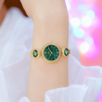 Satovi za Žene Luksuzni Brand Elegantan Zelena Dama Kvarcni Ručni Sat od Nehrđajućeg Čelika Trendi Ženski Sat