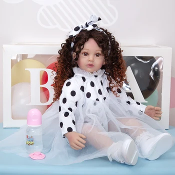 KEIUMI New Bebe Reborn Girl Doll 24 Inch Soft Silicone Platno Body Realno toddler Reborn Dolls present for children