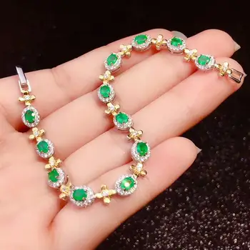 Najbolji Poklon je Pravi Prirodni Emerald narukvica Prirodni pravi smaragd Za muškarce ili žene Narukvica od 925 sterling srebra