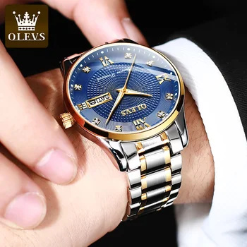 OLVES Muške Poslovne Automatski Mehanički Ručni Sat Diamond Week Date Display Luksuzni Zlatni Sat za Muškarce reloj hombre
