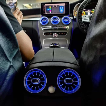64 Boji Auto Stražnji naslon za ruku LED Turbine Air Vent Ambient Light Kit za Mercedes-Benz C GLC-Class W205 X253 2019-2021