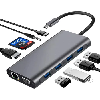 Type C priključne stanice 11 u 1 Mrežna kartica, HDMI Multi In One Konverter USB-hub priključne stanice Macbook