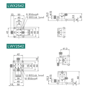 XZ osovina LWE2542 lastin rep utor uvodni vrsta ručni kretanje platforme zupčanika ručka za podešavanje slide tablica Opterećenja 24.5 N 25x42 mm