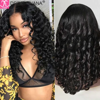 DreamDiana Ombre Malezijski Loose Wave Frontal Lace Wigs 150 Density Guleless Remy Ombre Brown Wavy Human Hair Lace Frontal Wigs