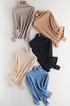 Koijinsky jesen zima 2021 ženski gomila vrat pletenje univerzalni čist džemper