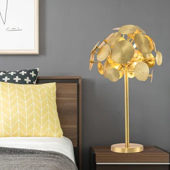 Art fan post morden all copper original desk lamp night stand bed room new style light luxury designer ukrasite lamp