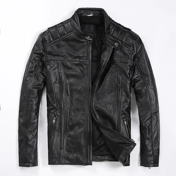 Besplatna dostava.Brand new muške cowhide coat,man genuine leather Jacket,fashion slim cool motor biker jackets.quality.Velike dimenzije