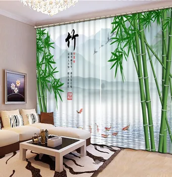 Bambusa zavjese Krajolik Krajolik Ljepote Digitalni Ispis Raspada 3D Zavjesa za Dnevni boravak
