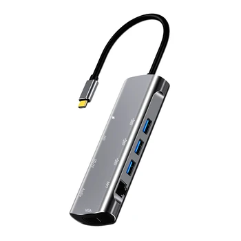 10 u 1 Plug And Play 3,5 mm Audio Priključak Многопортовый Univerzalni USB C Hub Za Prijenosna računala RJ45 Docking Stanica PD Brzu Punjač HD