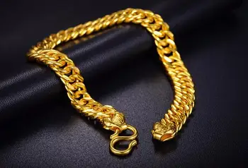 Topla rasprodaja Fino 999 24 Do Žutog zlata Narukvica / Hr-Perfect Boss Link Chain Bracelet 12.03 g