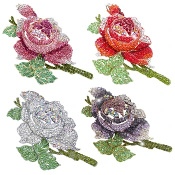 Austrijski Crystal Ruža Cvijet Broš Vjenčanje Odijevanje Ukras Cvjetni Broš