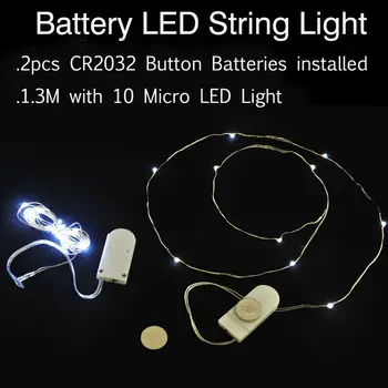 100 kom./lot CR2032 Cell Battery Operted Micro Mini LED Fairy String Svjetla 1M with 10LED For Wedding Party Home Decoration