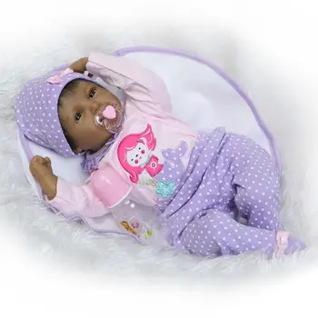 55 cm Silikonski Reborn Baby Boy Lutke Igračka Realno Crna Koža Novorođenčad i Bebe Beba Lutka Girl Brithday Dar Naplativa Lutka