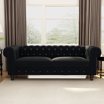 Kauč za dnevni boravak s mekom presvlake Chesterfield Sofa, Baršun Površina