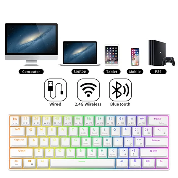 Mini-Igre RGB Двухрежимная Bežična Bluetooth RK 61 60% Mehanička tipkovnica za PC, Laptop, Mobilni Telefon