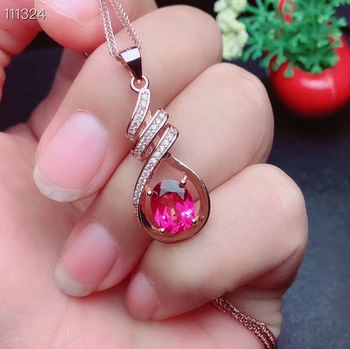 KJJEAXCMY fine jewelry prirodni ružičasti topaz srebra 925 za žene privjesak lanca i ogrlice lanca prsten skup podrška testovi elegantan