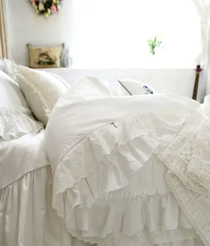 Romantična princeza komplet posteljinu djevojka,blizanac puni kraljica kralj bijeli pamuk jedan dual domaće tekstilne zavjese jastučnicu poplun poklopac