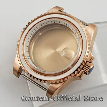 Goutent 40mm Black PVD/Rose Gold With Chapter Ring Watch Case For NH35 NH36 ETA2824 PT5000 Seagull ST2130 Movement