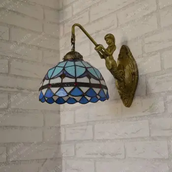 Ogledalo za kupatilo Tiffany lampa Mediteranska Sirena plava single glavu lampa noćni zidne lampe