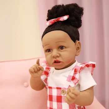 Novi 60 cm african american Novorođenog djeteta Lutke 24 Inča Reborn Baby Doll Djevojka Crna Koža S Karim Okom Vinil Bonecas Igračka Lutka