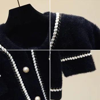 Novi težak pletene perle ženski kardigan džemper jakna ženska lijeni stil slobodna ženska jakna