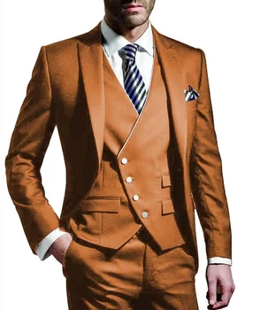 2022 Poslovne Formalni Montažni Rez Rever Smeđa Muška Odijela Odijelo Homme Mladoženja Blazer 3 Kom. Vjenčanje Smoking Terno Masculino Diplomski Tanak